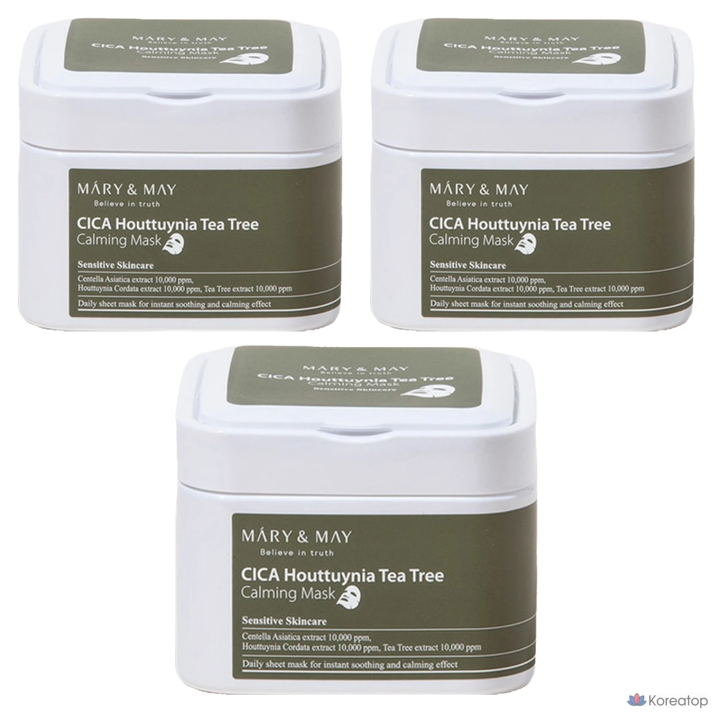 Тканевая маска для лица Mary&May Cica Houttuynia Cordata Tea Tree Calming Mask, 400 г, 30 шт.