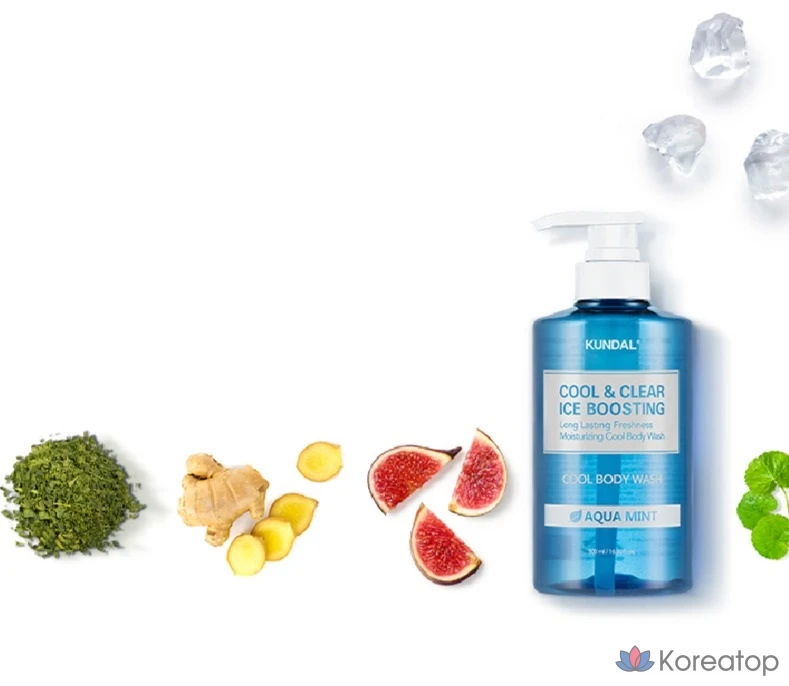 Гель для душа Kundal Cool &amp; Clear Ice Boosting Cool Body Wash Aqua Mint, 1,058 л, 1 шт.