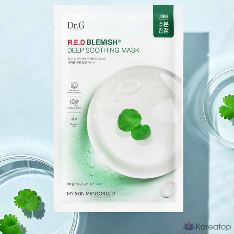 Успокаивающая маска Dr.G для кожи, склонной к покраснениям, набор из 10 штук, упаковка из 4 штук., фото 3