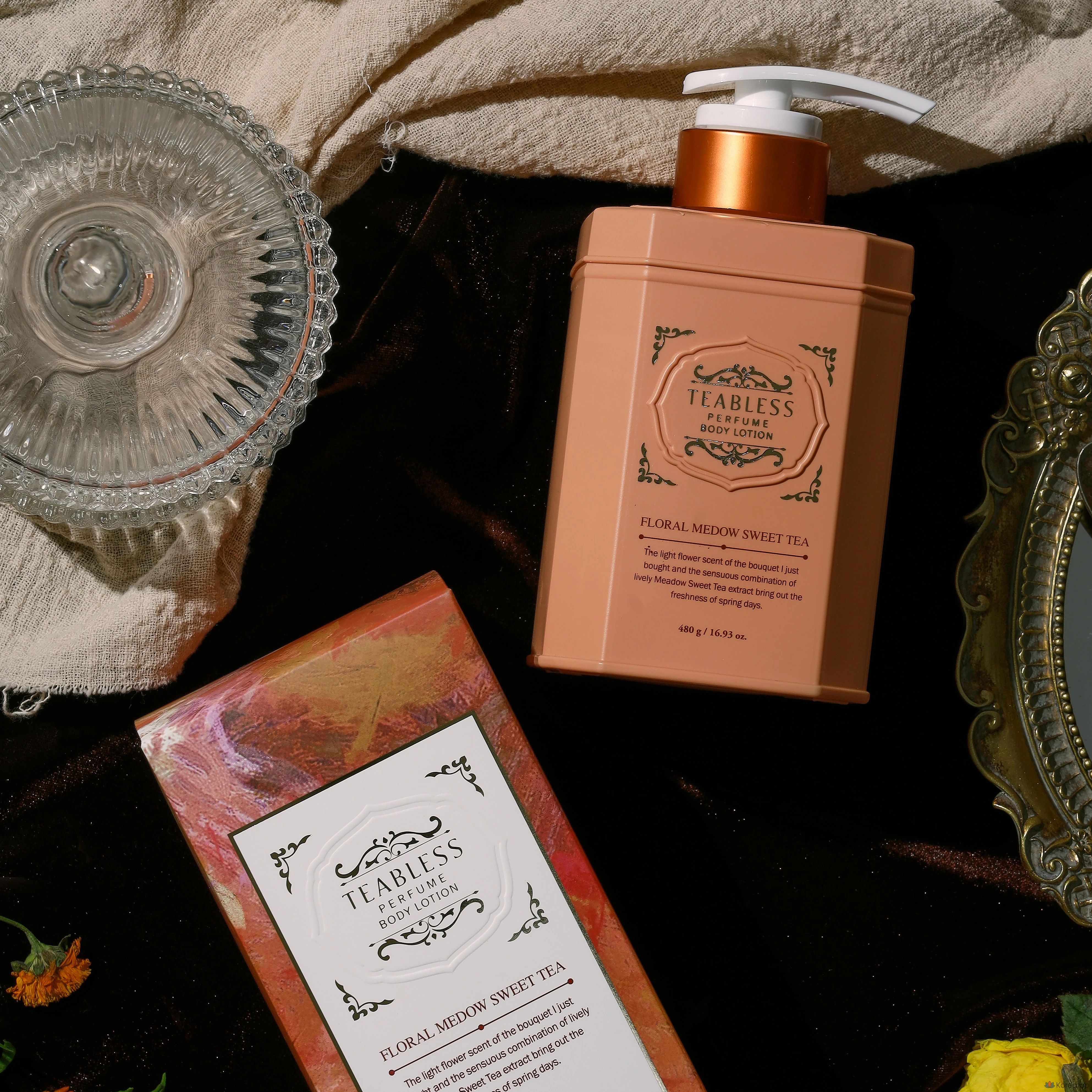 Лосьон для тела TEABLESS с ароматом сладкого чая и цветочным ароматом, 480 г, 1 упаковка.