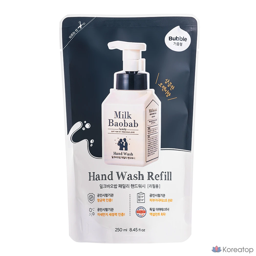 Сменный блок жидкого мыла для рук Milk Baobab Family, освежающий аромат апельсина, 250 мл, 1 шт.