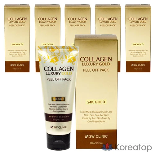 Отшелушивающая маска 3W Clinic Collagen & Luxury Gold Peel-Off Pack, 100 г, 1 упаковка, 6 упаковок