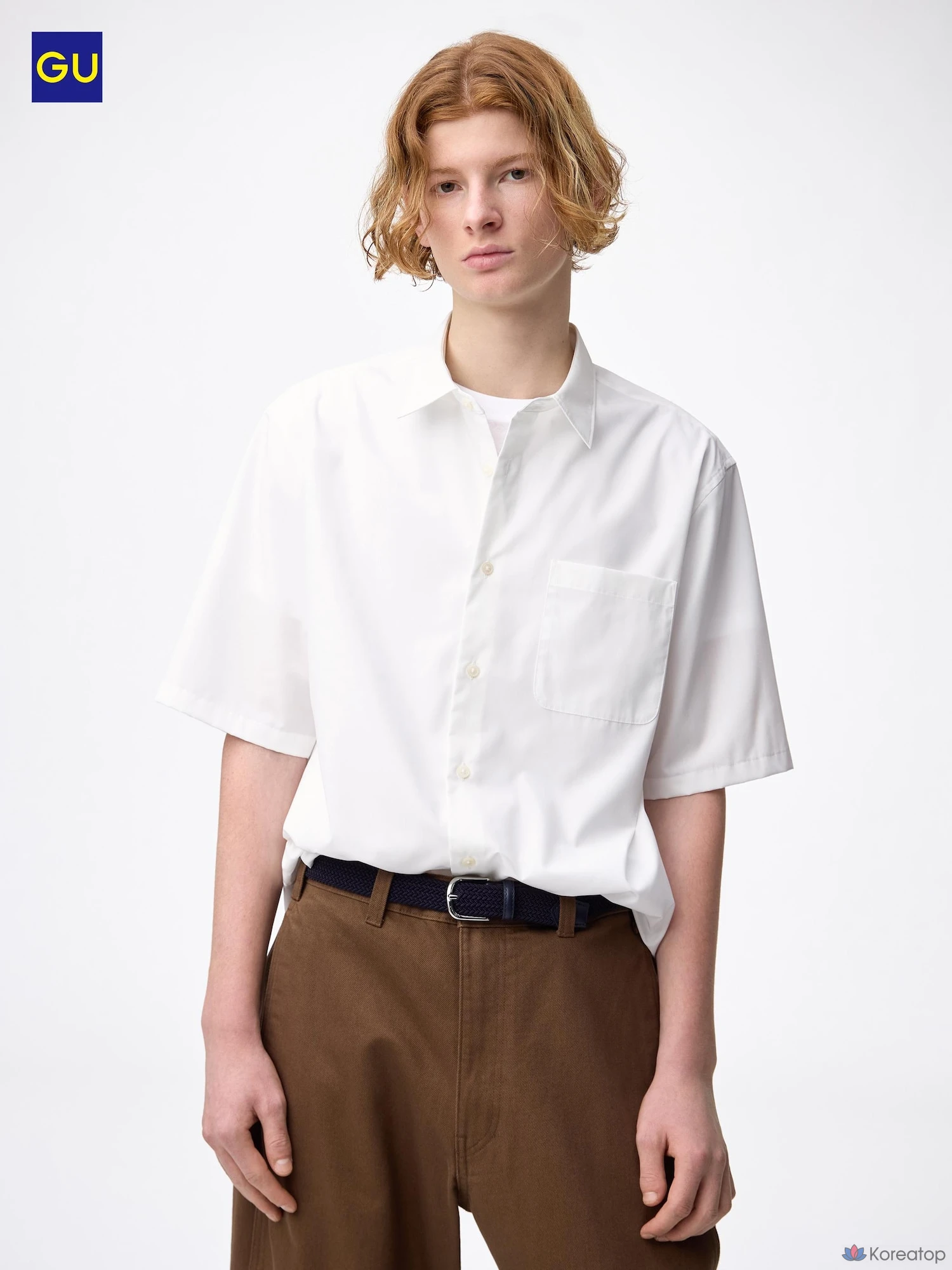 Рубашка Uniqlo Easy Care Broadcloth, короткий рукав