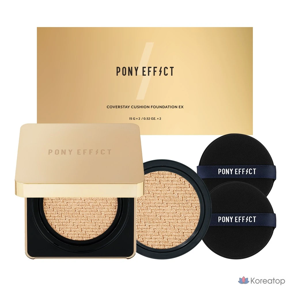 Тональный крем-кушон Pony Effect Coverstay Cushion Foundation EX 15 г + сменный блок 15 г, оттенок 002 Natural Ivory, 1 шт.