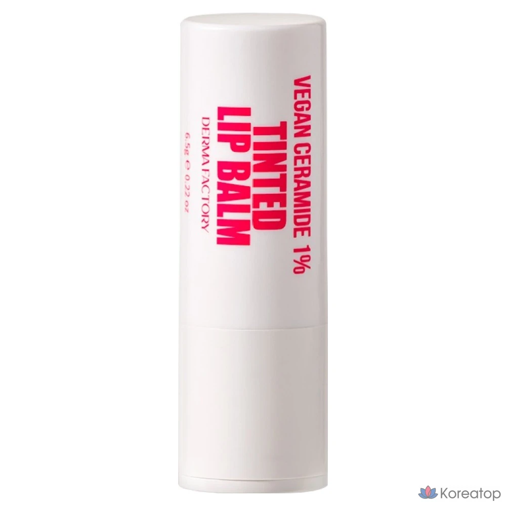 Derma Factory EDLP Веганский тонирующий бальзам для губ с 1% керамидами, розовый, 6,5 г, 1 шт.