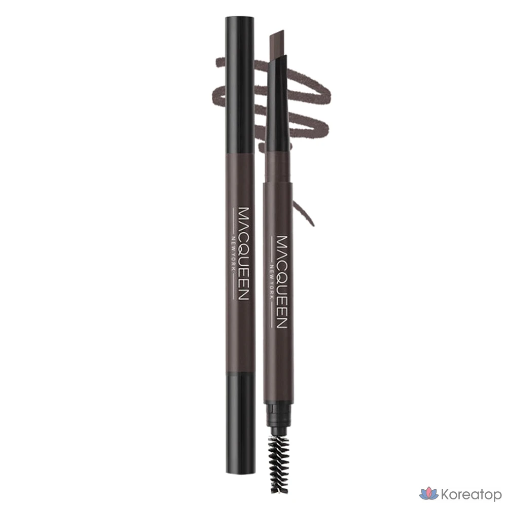 Карандаш для бровей Mqny New York My Strong Auto Eyebrow Pencil Hard Powder, 0.35 г, серо-коричневый, 1 шт.