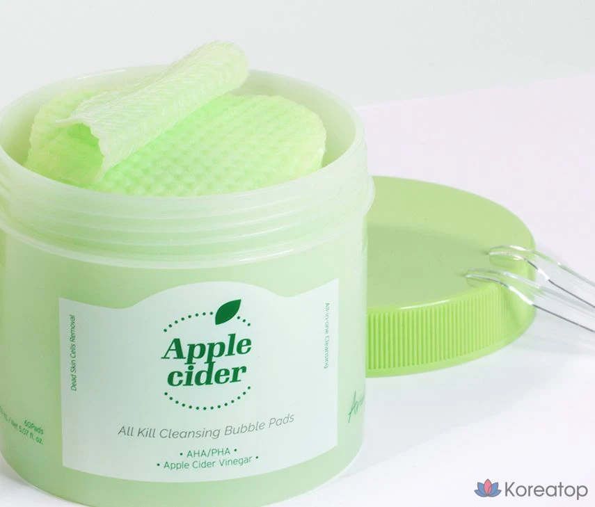 Очищающие пенные подушечки для лица Ariel с яблочным уксусом, 60 листов, 1 упаковка