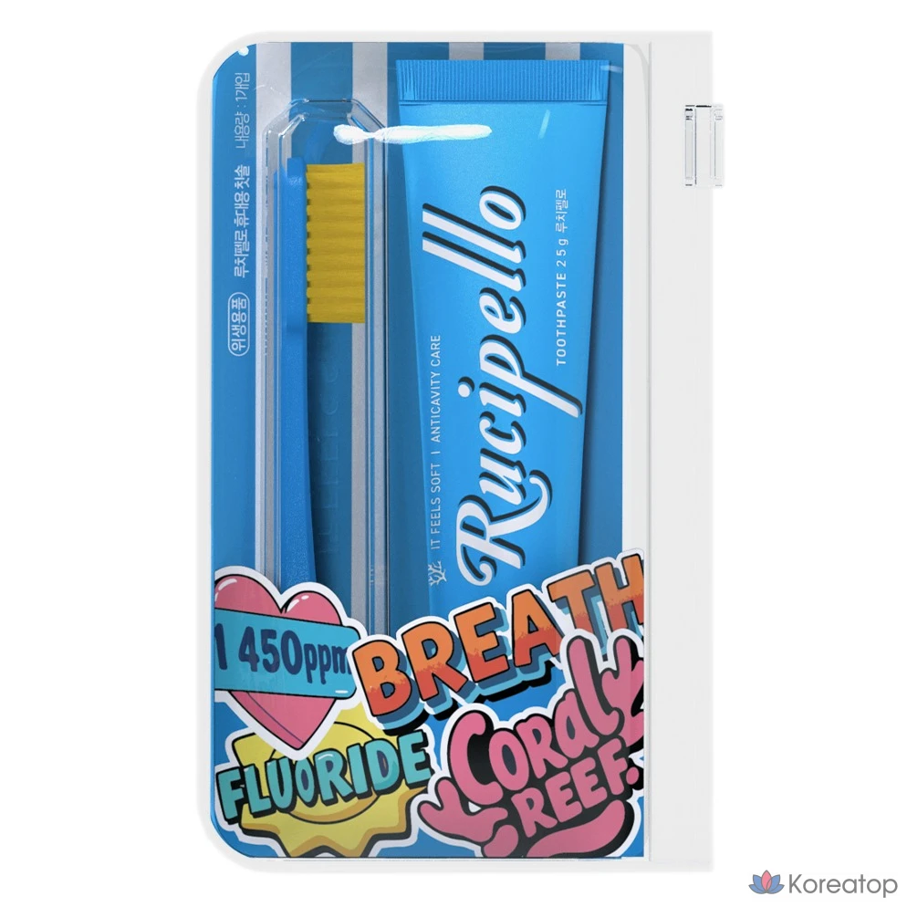 Зубная паста Rucipello Coral Leaf с зубной щеткой, набор, 25 г, 1 шт.