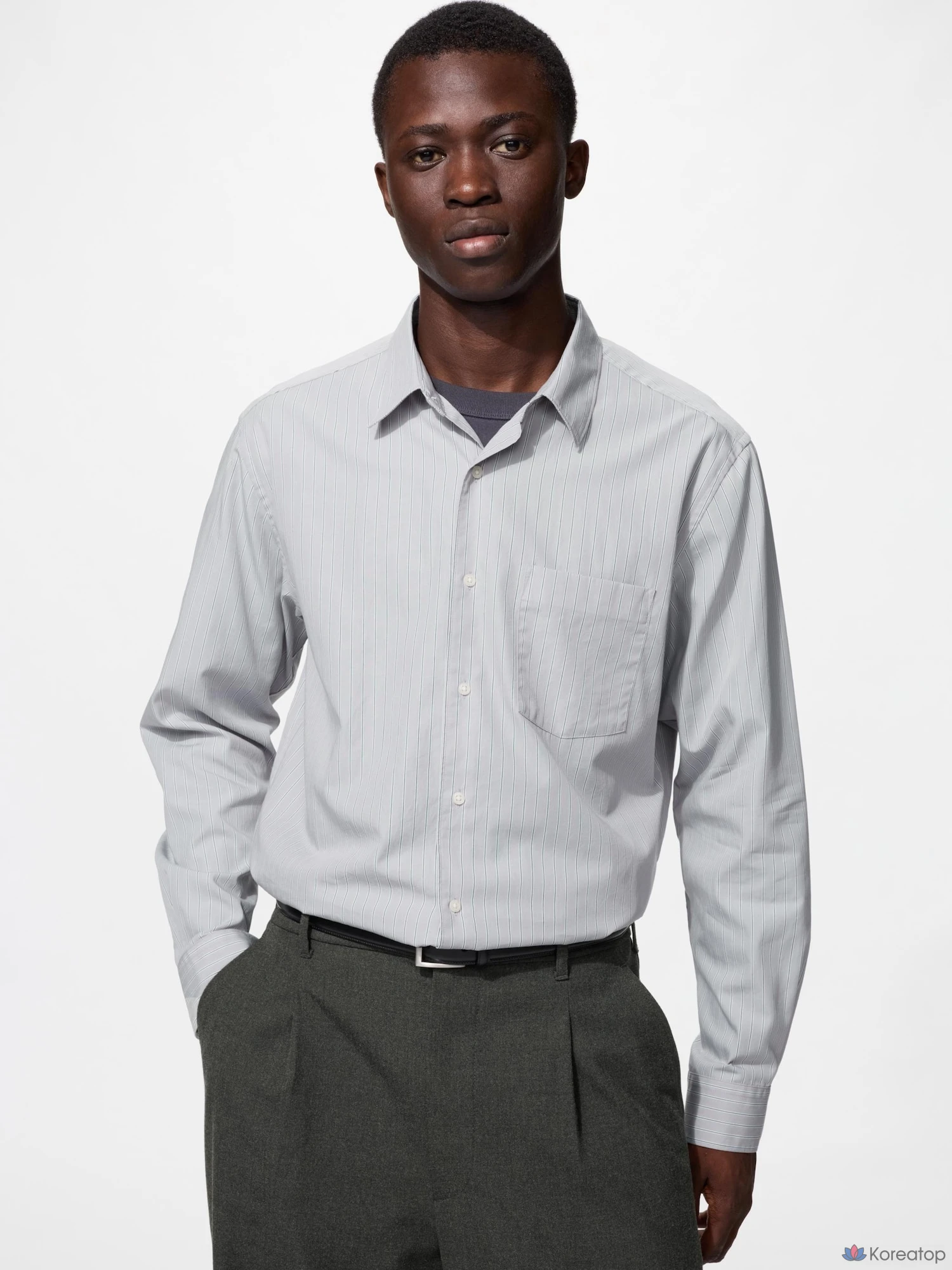 Рубашка Uniqlo Broadcloth Shirt Regular Collar Stripe B