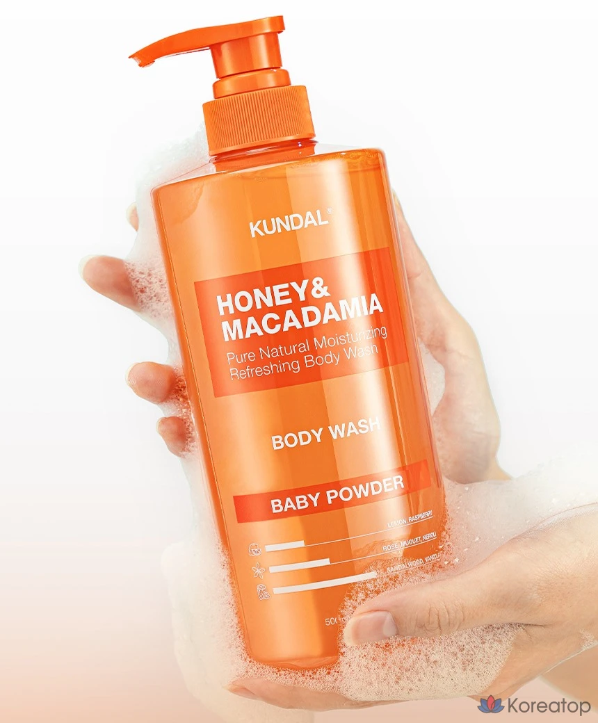 Гель для душа Kundal с медом и макадамией, аромат детской присыпки, 500 мл, 1 шт., фото 3