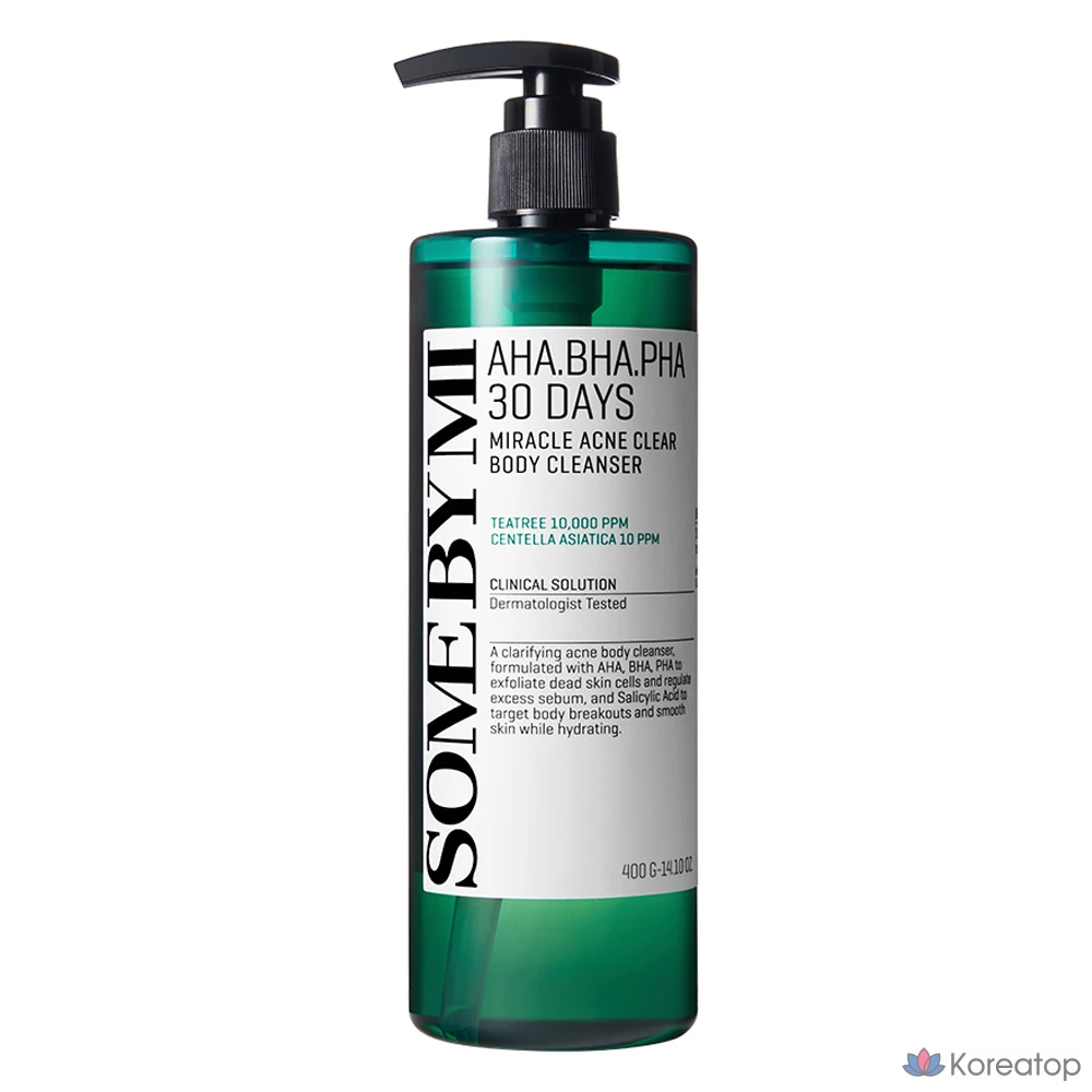 Очищающее средство для тела Some By Mi AHA BHA PHA 30 Days Miracle Acne Clear с ароматом масла листьев эвкалипта, 400 г, 1 шт.