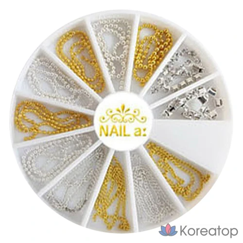 Набор для маникюра Wonjin Nail Room Nail Stone Parts Set, цепочка с шариками 013, 1 шт.