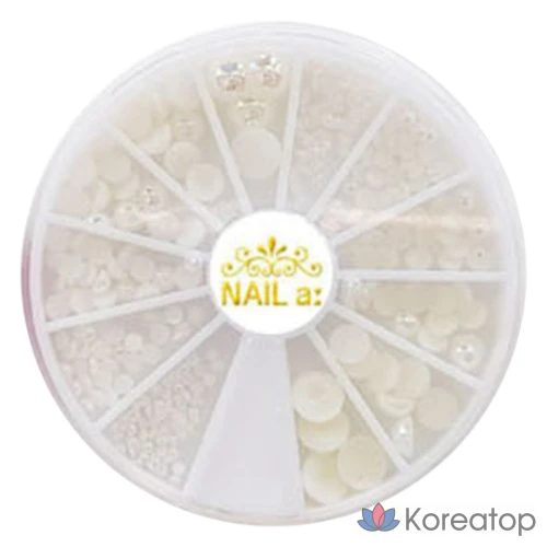 Набор декоративных камней для ногтей Nail Room Wonjin Nail Stone Parts Set, 016 Pearl Mix Stone, 1 шт.