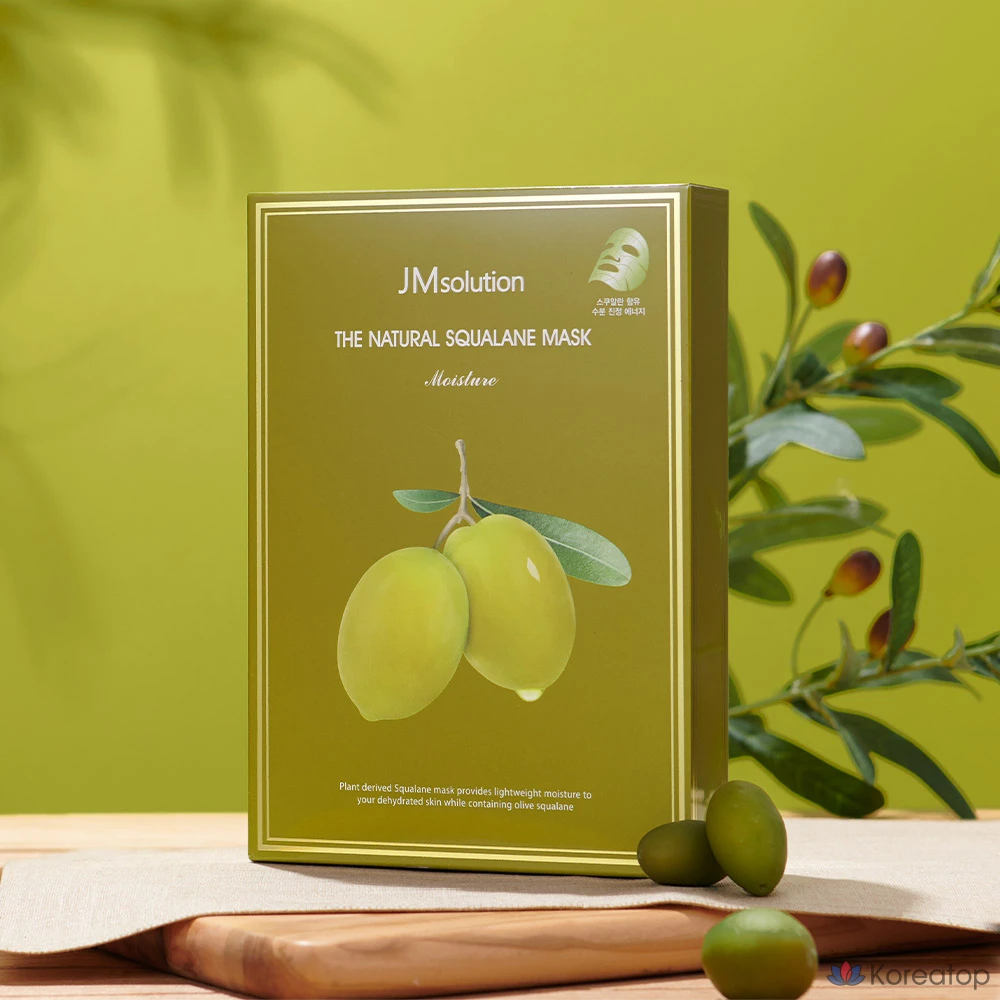 JM Solution Натуральная маска со скваланом, 10 листов, 5-кратная маска с гиалуроновой кислотой, оливковым растительным скваланом, 10 штук, 3 упаковки