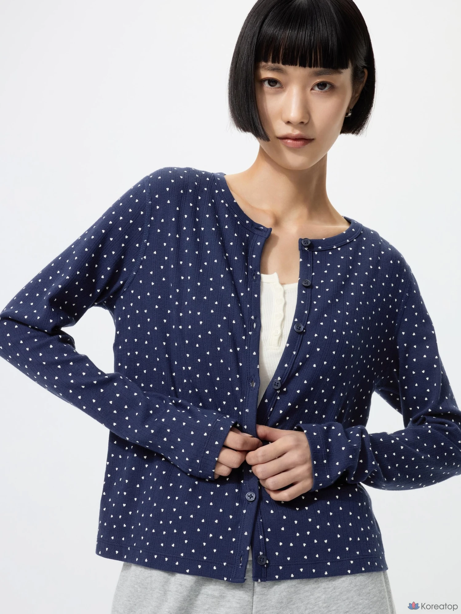 Кардиган Uniqlo Pointelle Long Sleeve Heart