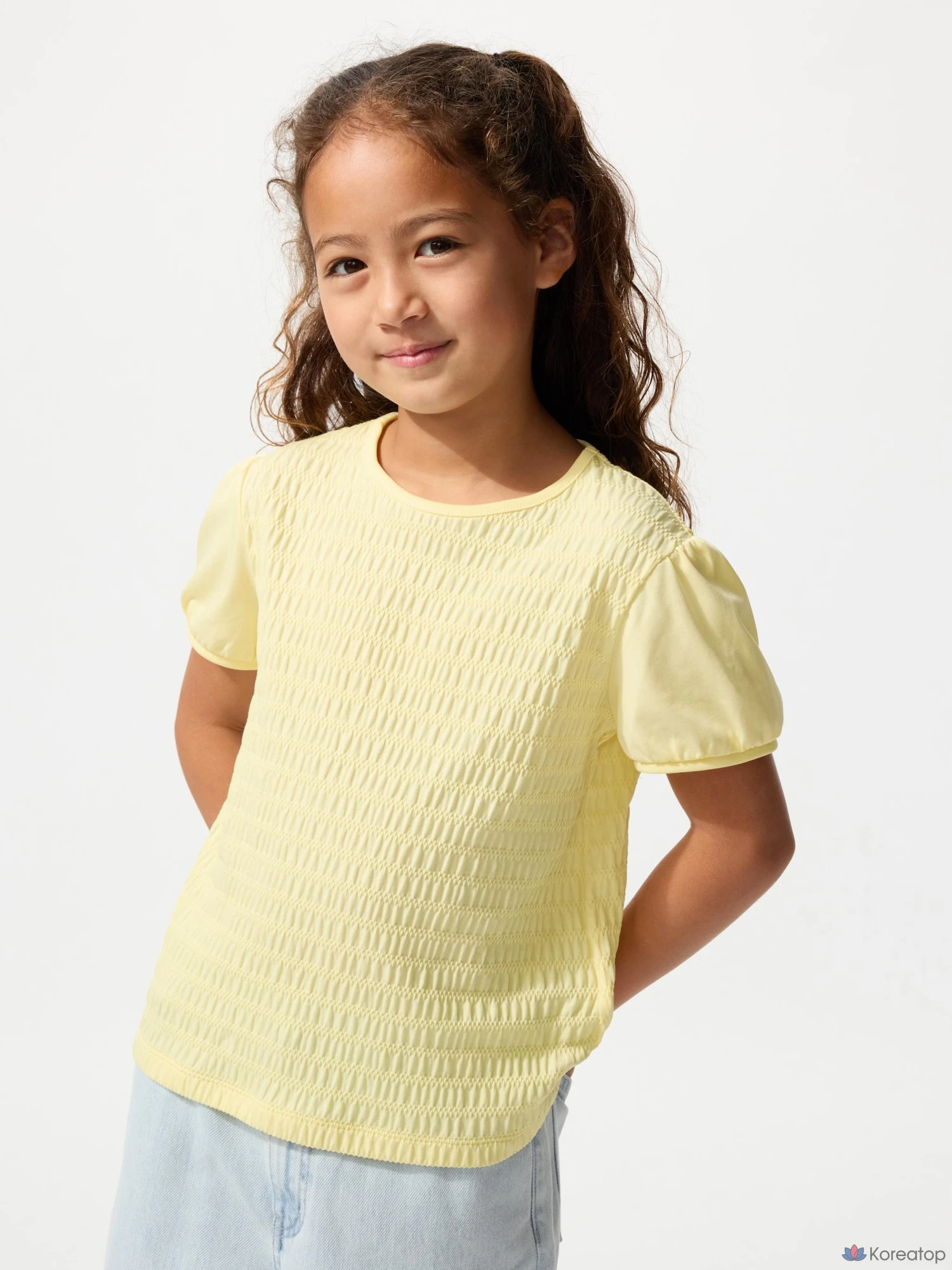 Футболка детская Uniqlo Puff Sleeve T-Shirt (Shirring)