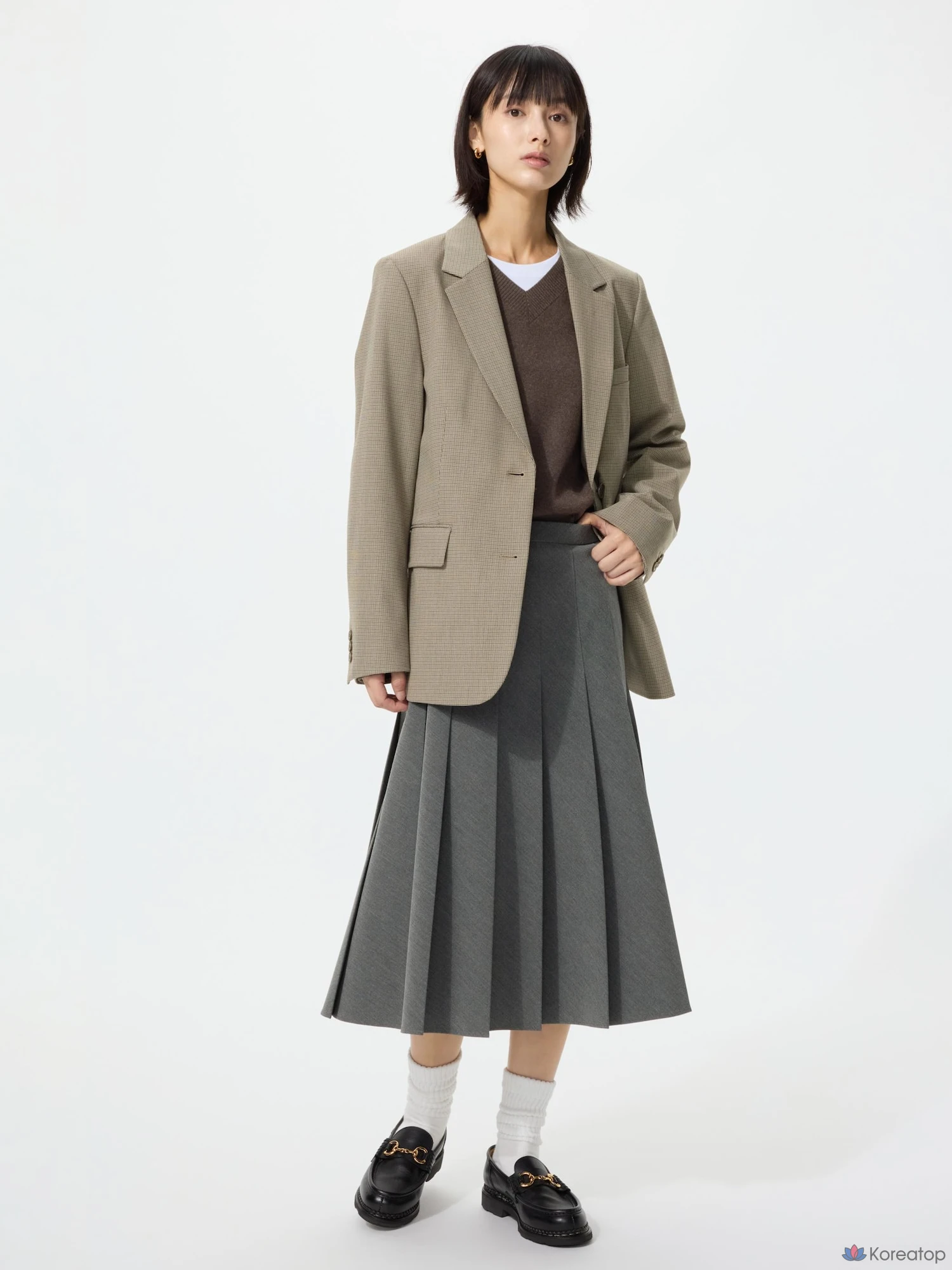 Юбка-миди Uniqlo Wide Pleated Midi Skirt, короткая длина 67-71 см