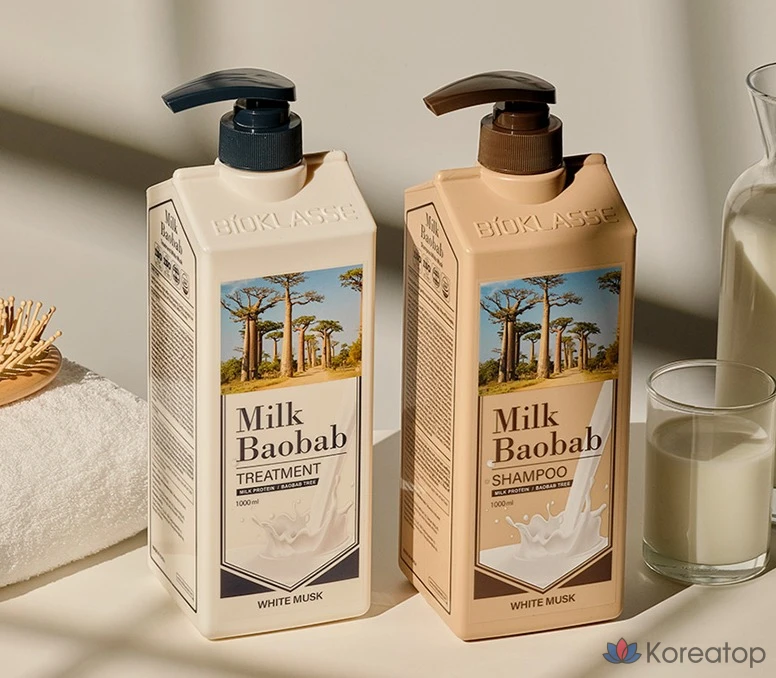 Шампунь Milk Baobab Perfume 500 мл + средство для ухода 1 л White Musk, 1 шт.