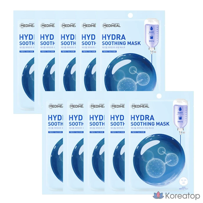 Успокаивающие увлажняющие маски Mediheal Hydra, 10 шт./1 упаковка, 10 штук, фото 3