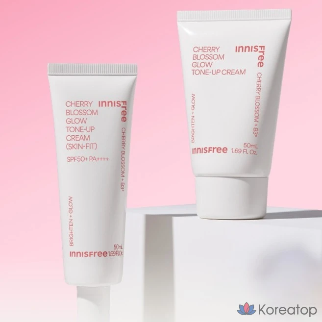 Innisfree New Cherry Blossom Glow Skin Fit Tone-Up Cream SPF50+ PA++++, розовый, 50 мл, 1 шт., фото 9