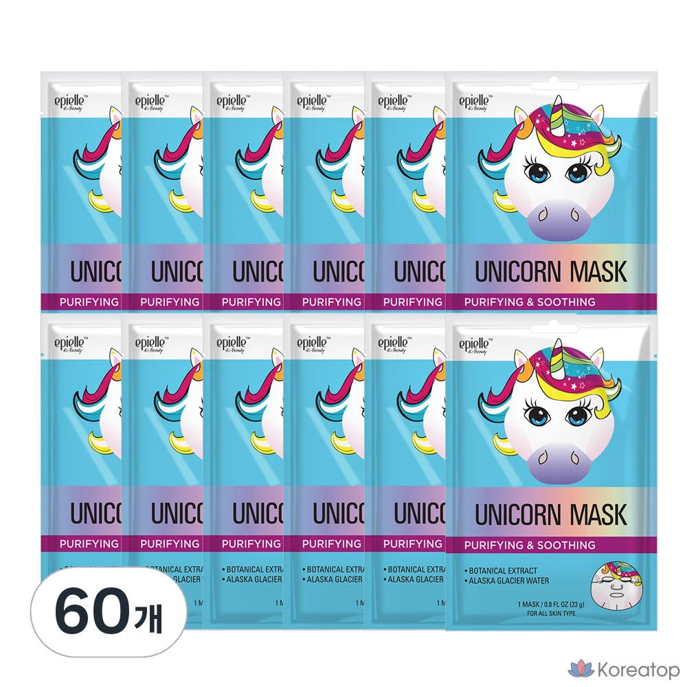 Набор масок с изображением единорога Epielle, 1 упаковка, 60 листов.