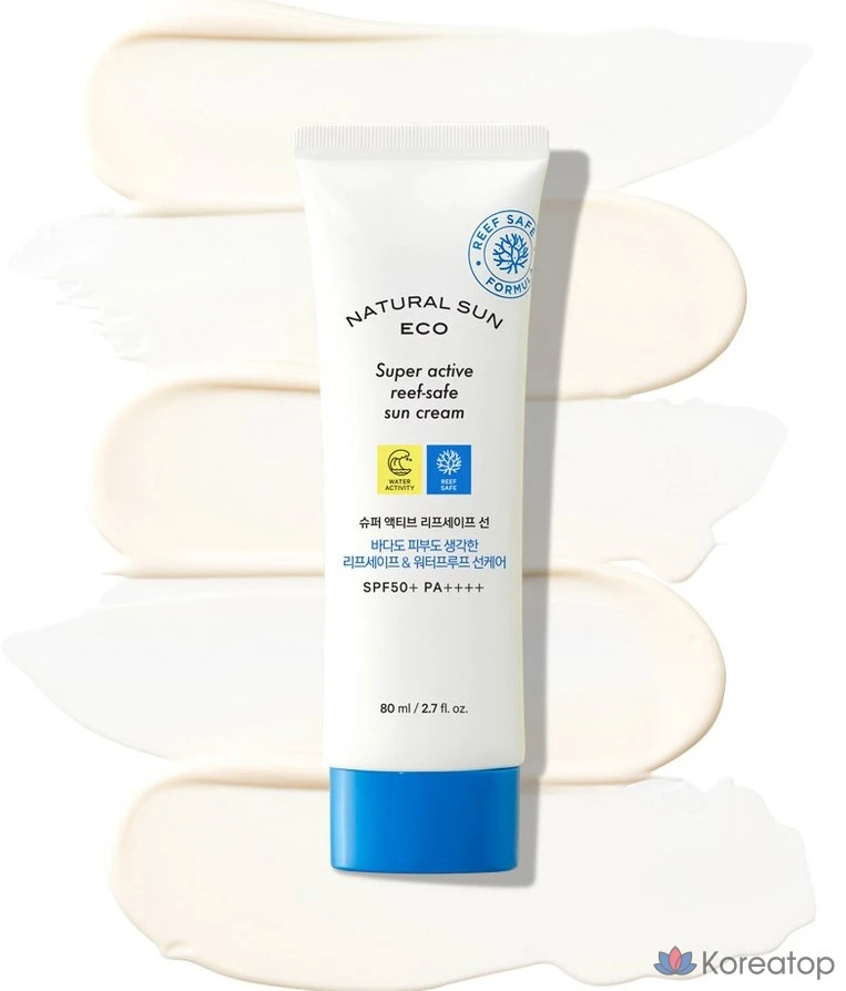 Солнцезащитный крем The Face Shop Natural Sun Eco Super Active Reef Safe SPF50+ PA++++, 80 мл, 1 шт.
