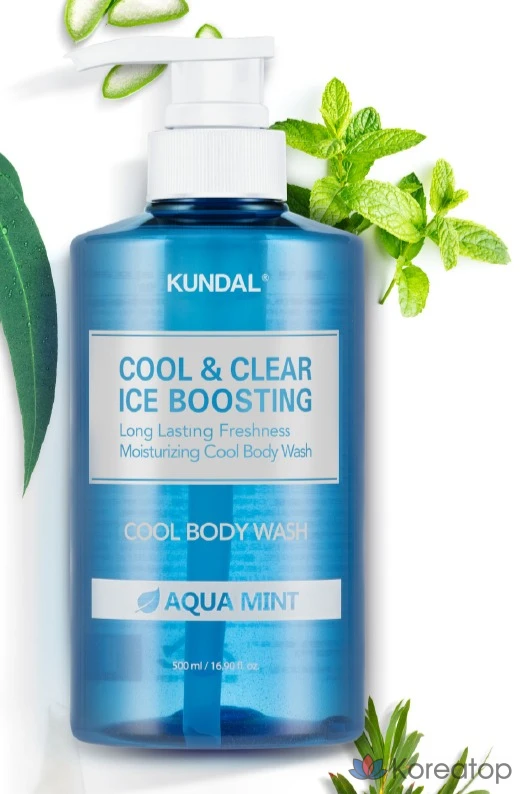 Гель для душа Kundal Cool &amp; Clear Ice Boosting Cool Body Wash Aqua Mint, 1,058 л, 1 шт.