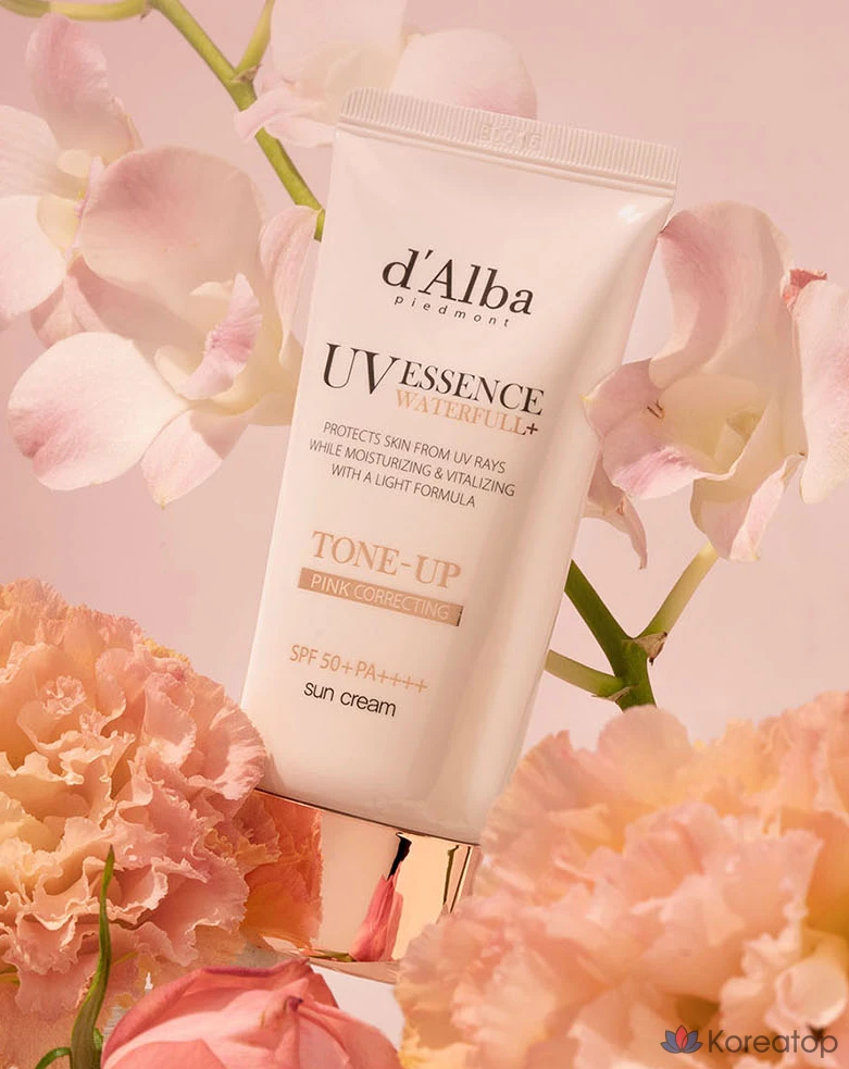 Набор из 2 флаконов солнцезащитного крема D'alba Waterful Tone-Up Sunscreen SPF50+ PA++++ 50 мл и балансирующего веганского геля для умывания 15 мл (1 шт.)