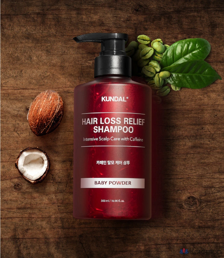 Функциональный шампунь Kundal против выпадения волос с кофеином, аромат детской присыпки, 500 мл, 1 шт.