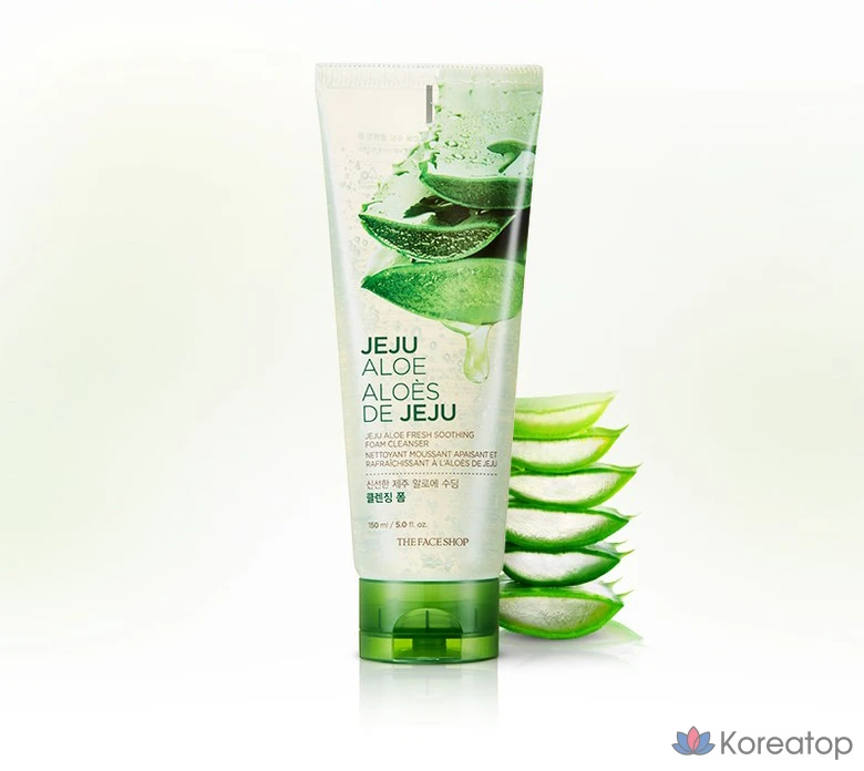 Очищающая пенка для лица The Face Shop Fresh Jeju Aloe Soothing Cleansing Foam, 150 мл, 1 шт.