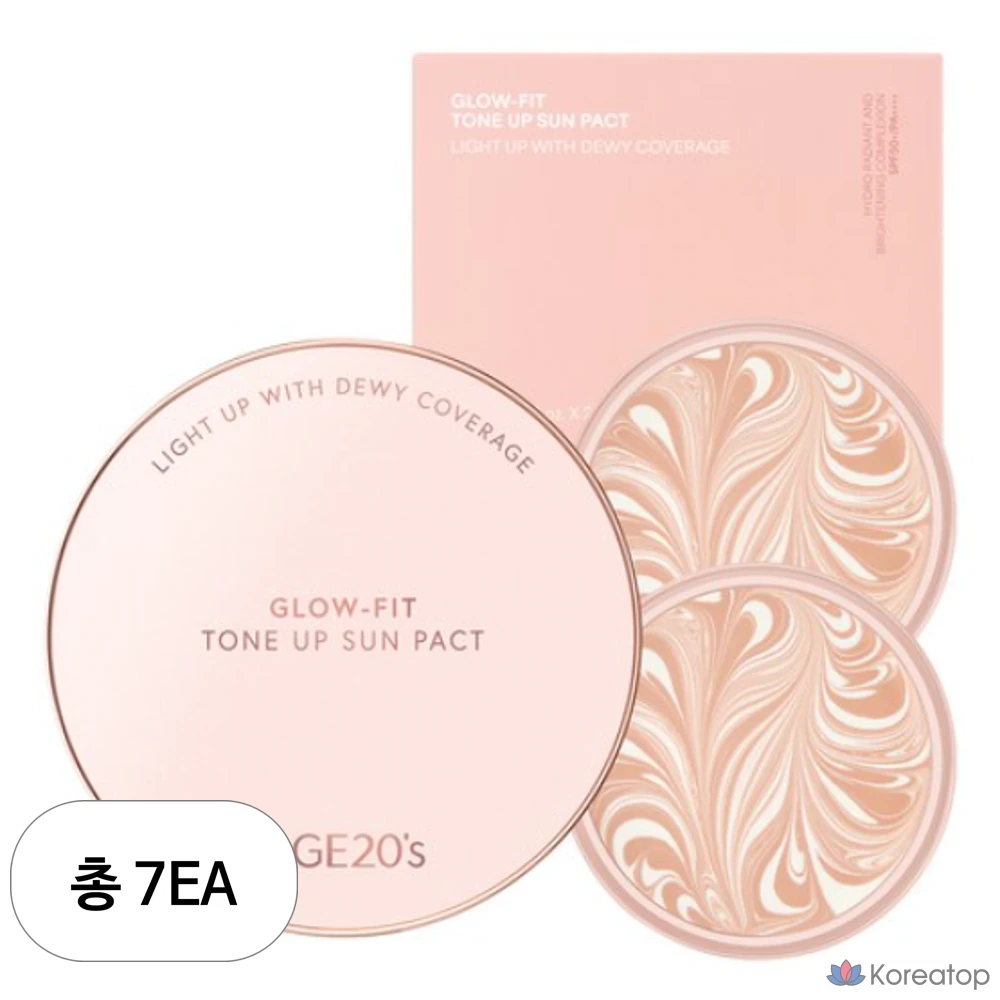 Солнцезащитный крем Age 20's Glow Fit Tone-Up в компактном футляре + сменный блок 2 шт. SPF50+ PA++++, 12,5 г, 7 комплектов