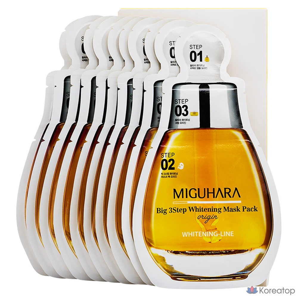 Набор отбеливающих масок Miguhara Big 3-Step, 1 упаковка, 10 штук.