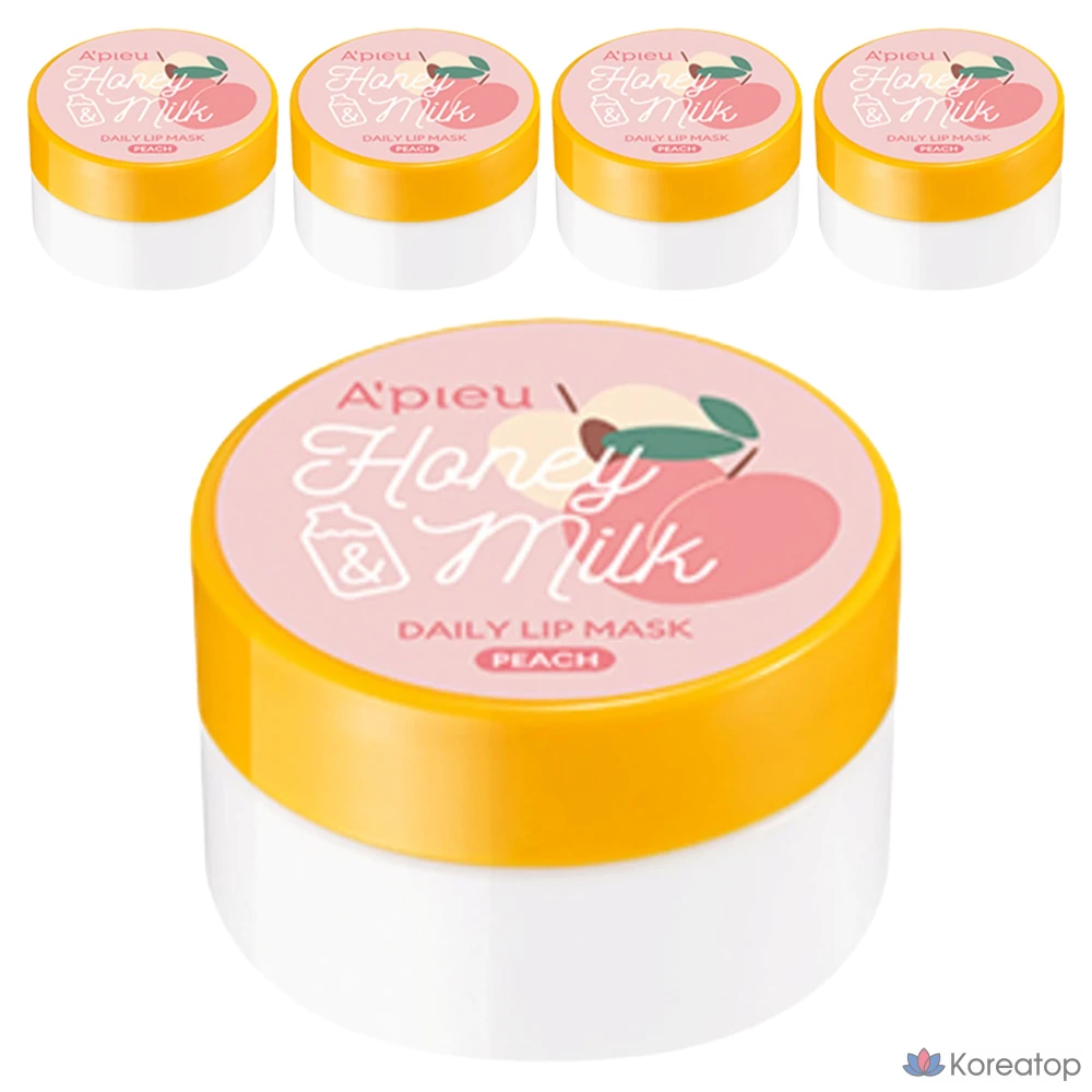 Маска для губ A'Pieu с медом и молоком, персиковый цвет, 6 г, 5 шт.
