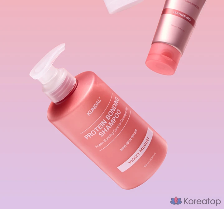 Набор Kundal Protein Damage Care: шампунь с ароматом фиолетового муге 500 мл + средство для ухода 250 мл, 1 комплект.