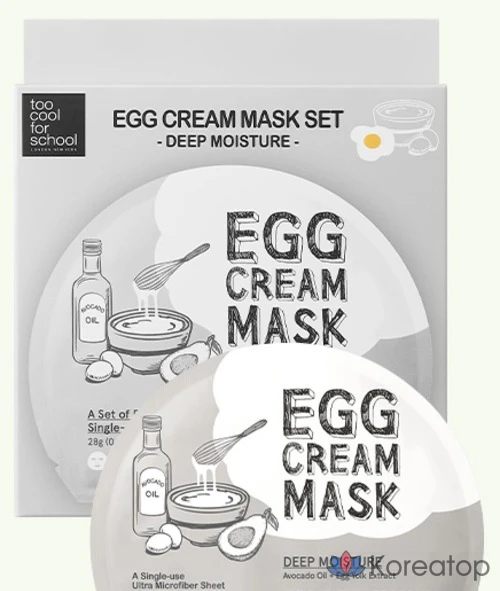 Маска-крем Too cool for school Egg Cream Mask для глубокого увлажнения, 1 упаковка, 3 упаковки, фото 2