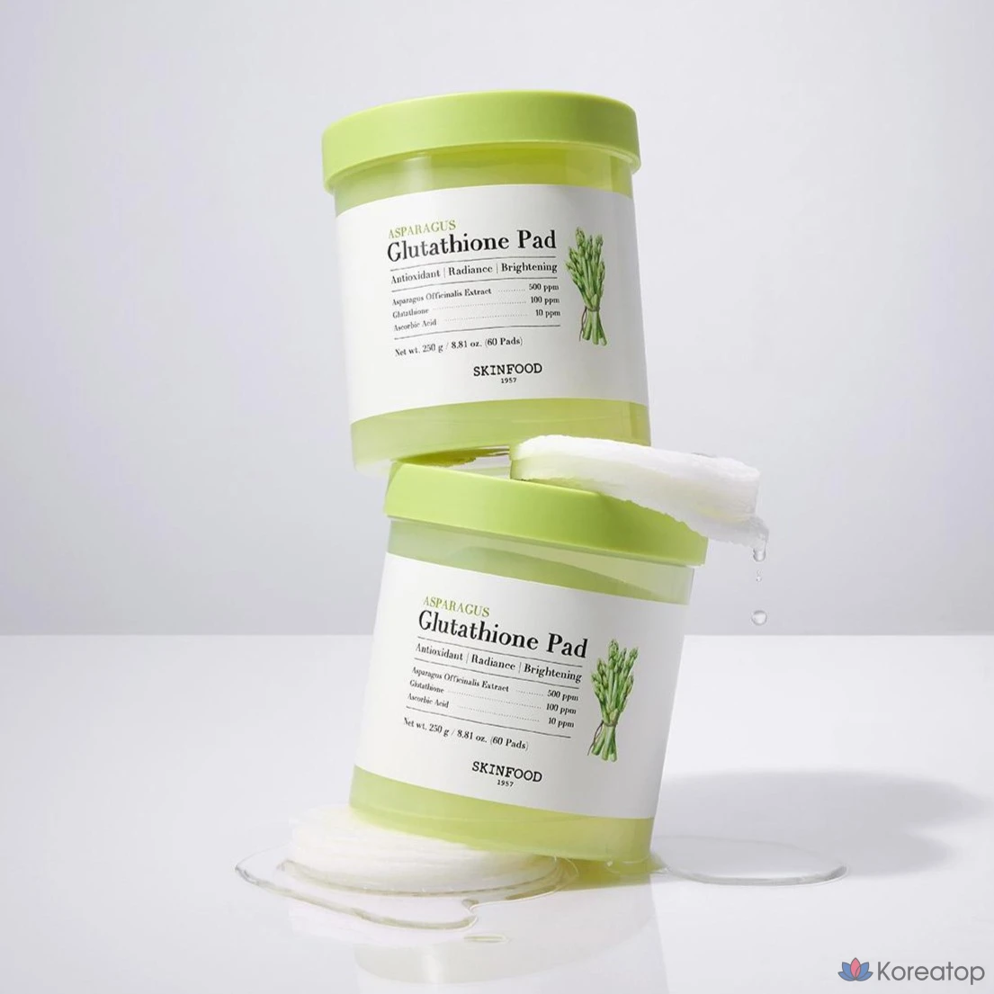 Салфетки Skinfood с глутатионом и экстрактом спаржи, 250 г, 60 листов, 1 упаковка.