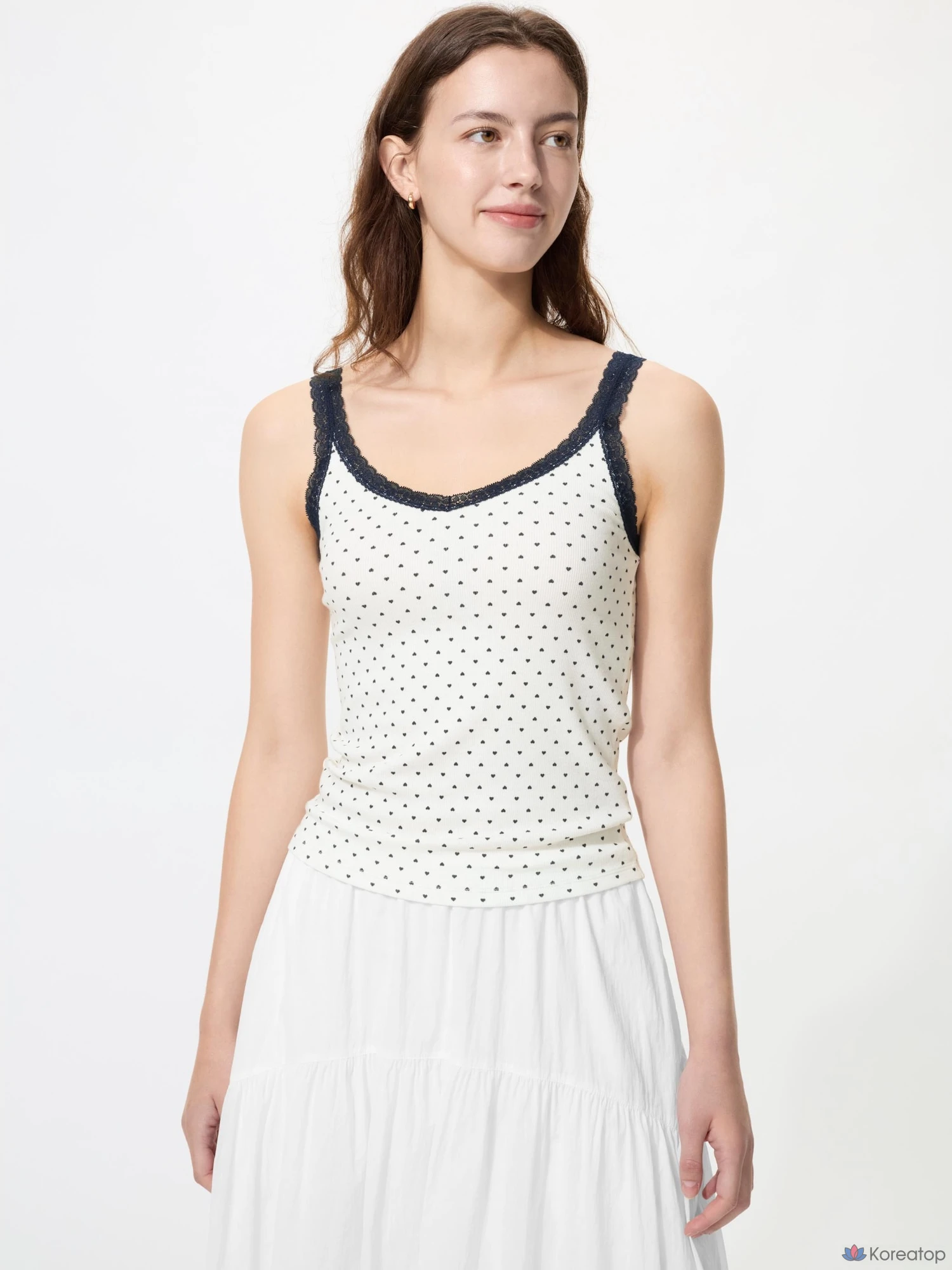 Камисоль Uniqlo Rib Lace V-Neck Camisole