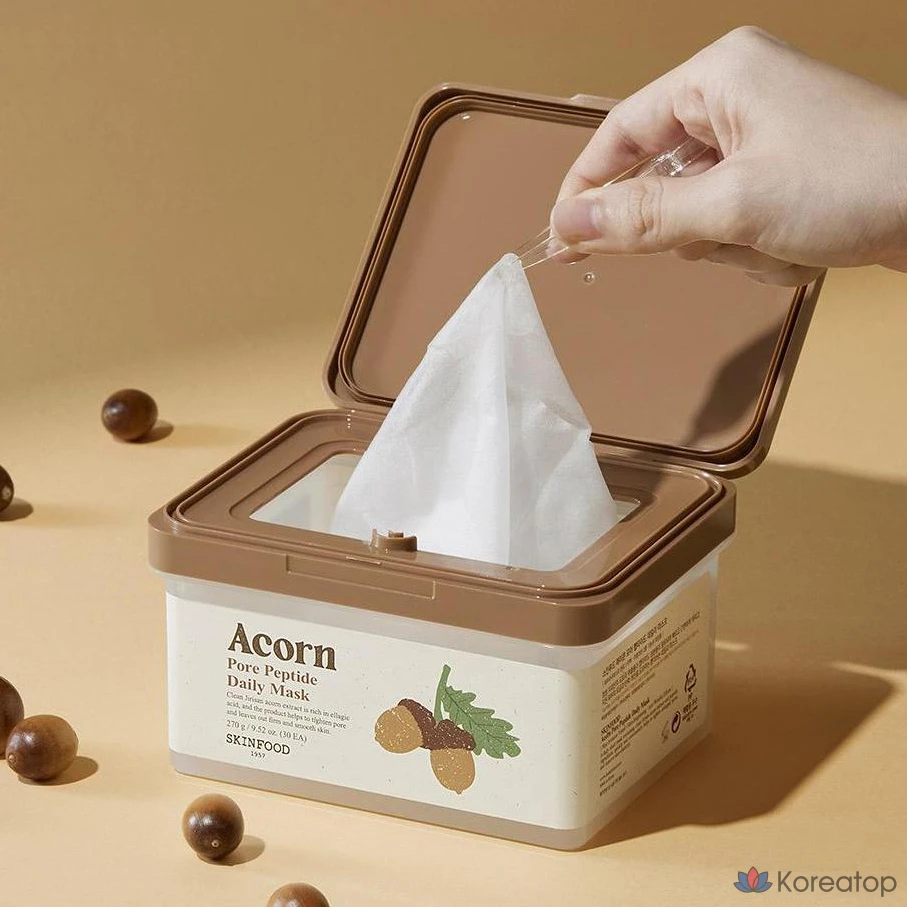 Маска для лица Skinfood Acorn Pore Peptide, 270 г, 30 штук, 2 упаковки., фото 2