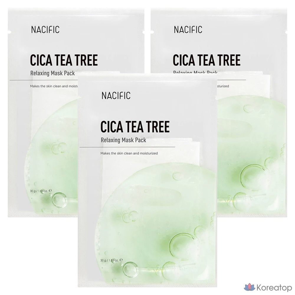 Расслабляющая маска для лица NACIFIC Cica с маслом чайного дерева, 30 г, 1 упаковка, 3 упаковки