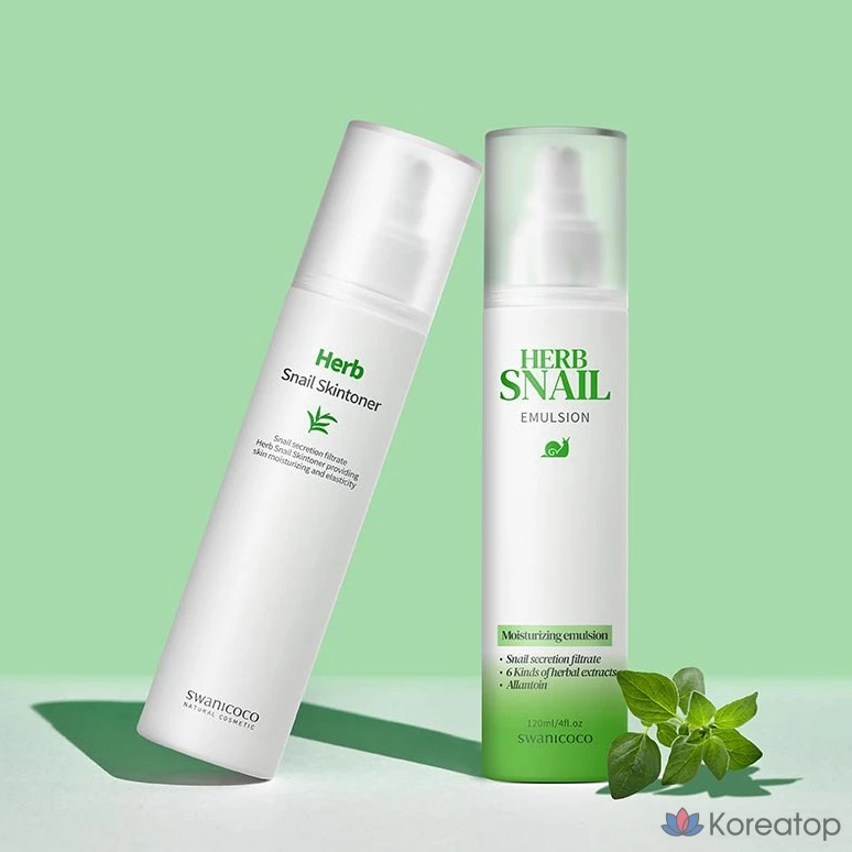 Набор для ухода Swanicoco Herb Snail Skin Toner + Emulsion Set, 3 шт., фото 4