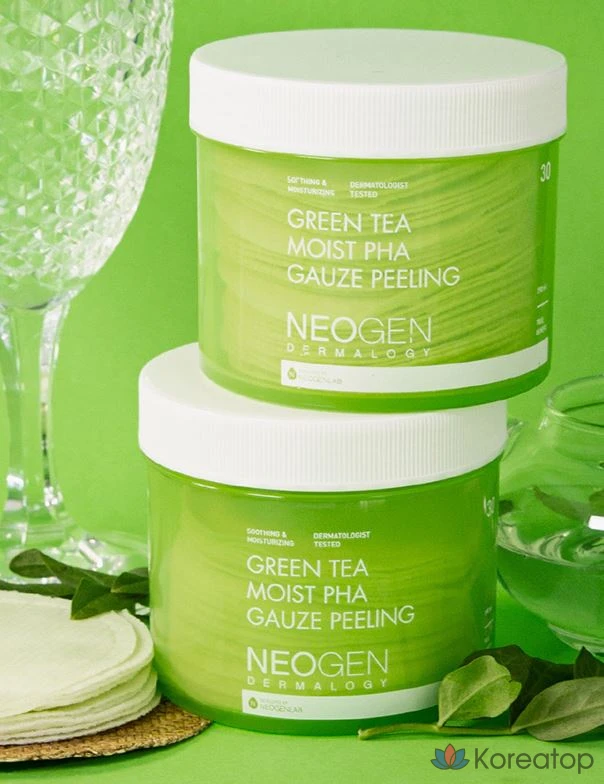 Отшелушивающие подушечки Neogen Green Tea Moist PHA Gauze Peeling Pad, 190 мл, 30 листов, 1 шт.