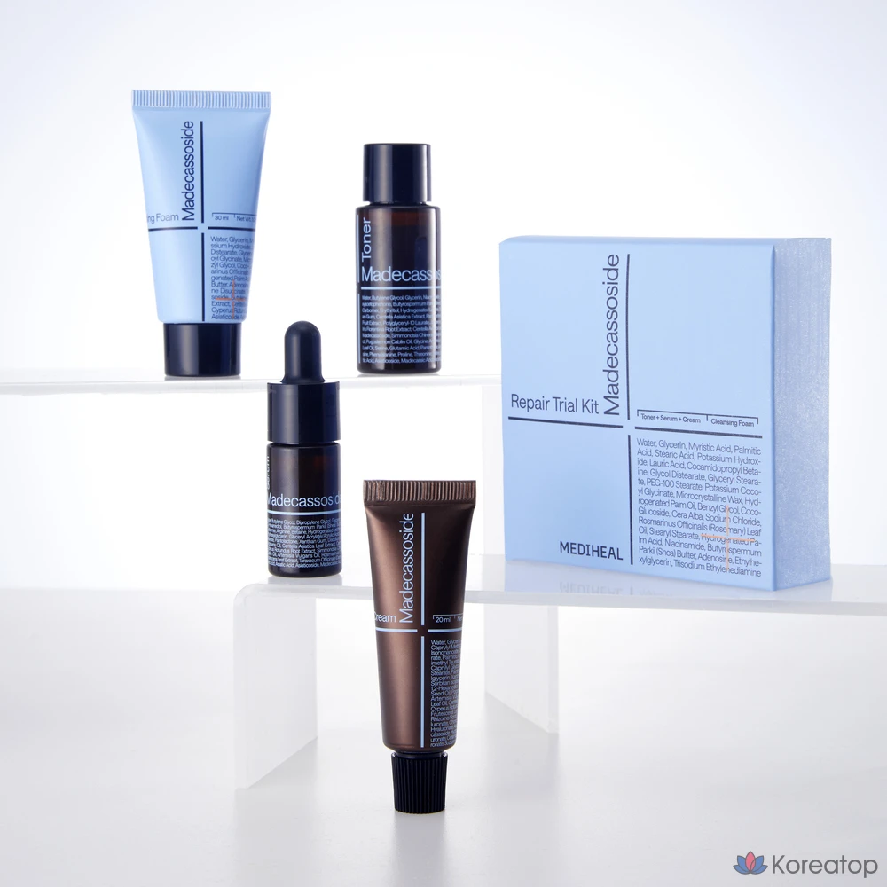 Набор Mediheal Madecassoside Repair Trial Kit, включающий очищающую пенку 30 мл, тоник 30 мл, сыворотку 10 мл, крем 20 мл (3 набора)., фото 4