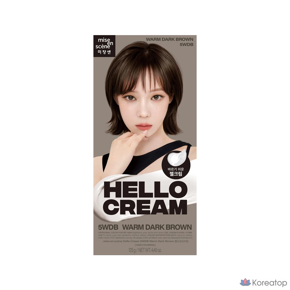 Mise en Scene New Hello Cream, краска для волос №1, 5WDB Теплый темно-коричневый, 1 шт.