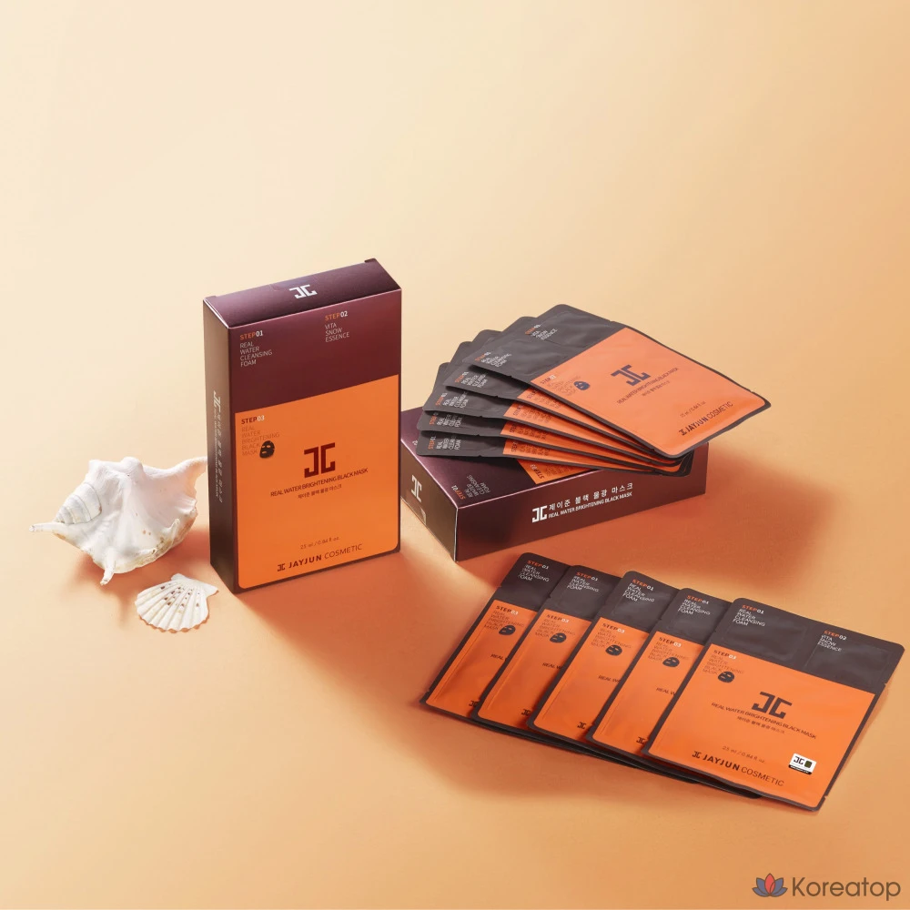 Набор из 3 масок для лица Jayjun Black Water Glow Hydro: отбеливание, увлажнение, разглаживание морщин, 10 штук., фото 3