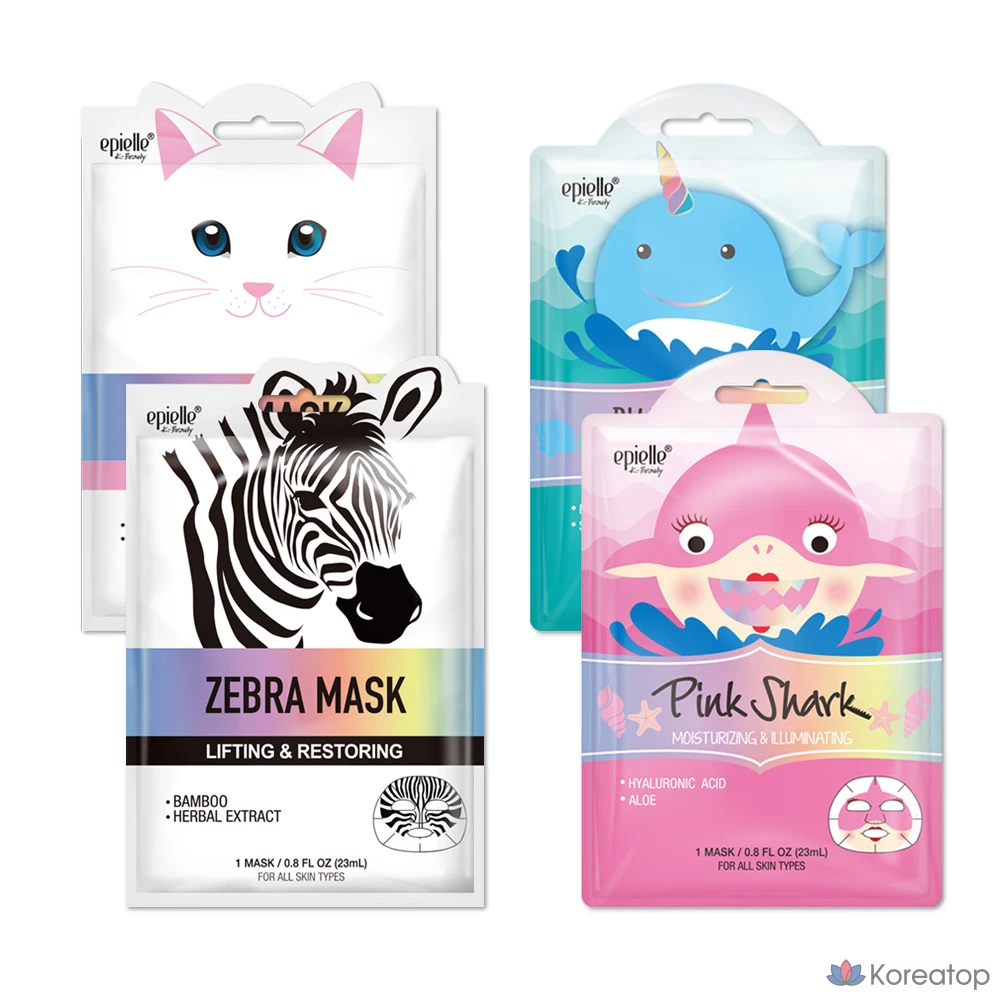 Набор из 12 тканевых масок Epielle Tone-Up & Moisturizing Cat Animal Character Mask Pack, 12 штук., фото 6