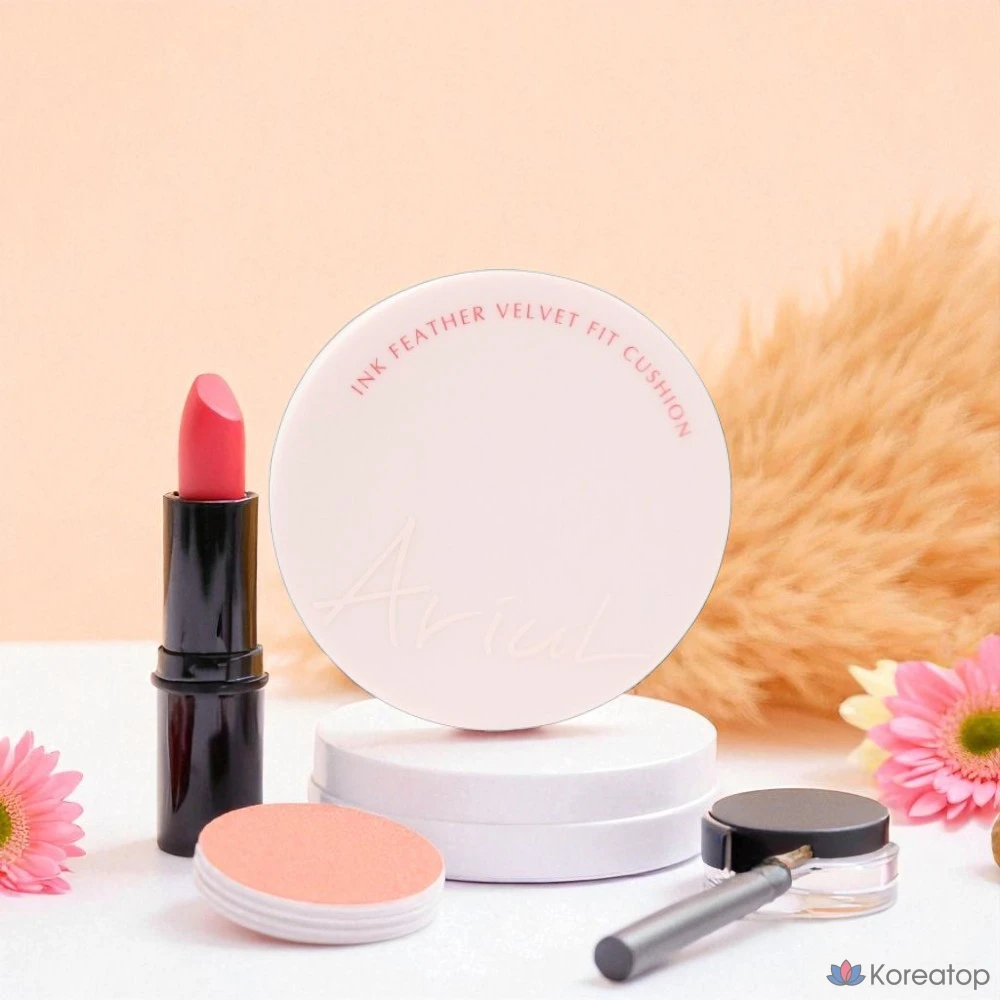 Крем-подушечка Ariel Ink Feeder Velvet Fit Cushion (основной продукт + сменный блок) с отбеливающим эффектом, разглаживанием морщин, защитой от УФ-излучения, гладким покрытием, ваниль, 1 шт., фото 2