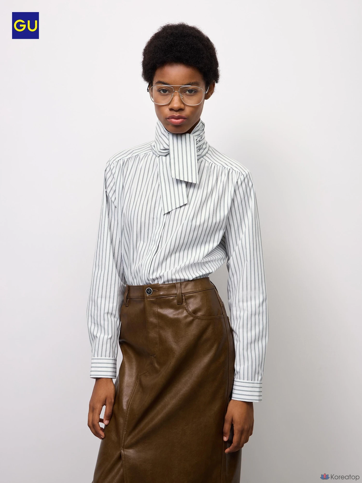 Блузка Uniqlo Bow Tie Stripe Blouse