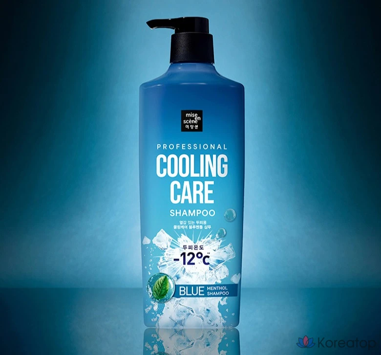 Охлаждающий шампунь для глубокого очищения Mise en Scene с голубым ментолом и травяно-зеленым ароматом, 680 мл, 1 шт.