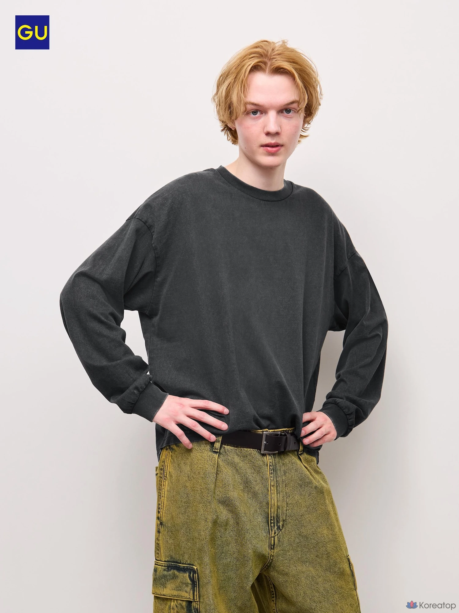 Футболка Uniqlo Washed Cotton Boxy T-Shirt Long Sleeve