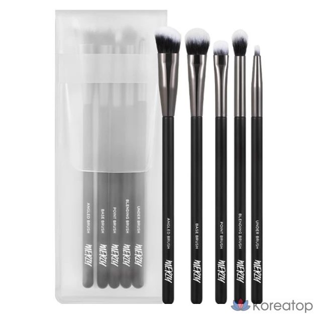 Набор из 5 кистей для макияжа глаз MERZY Eye Makeup Brush Set, черный, 1 шт.